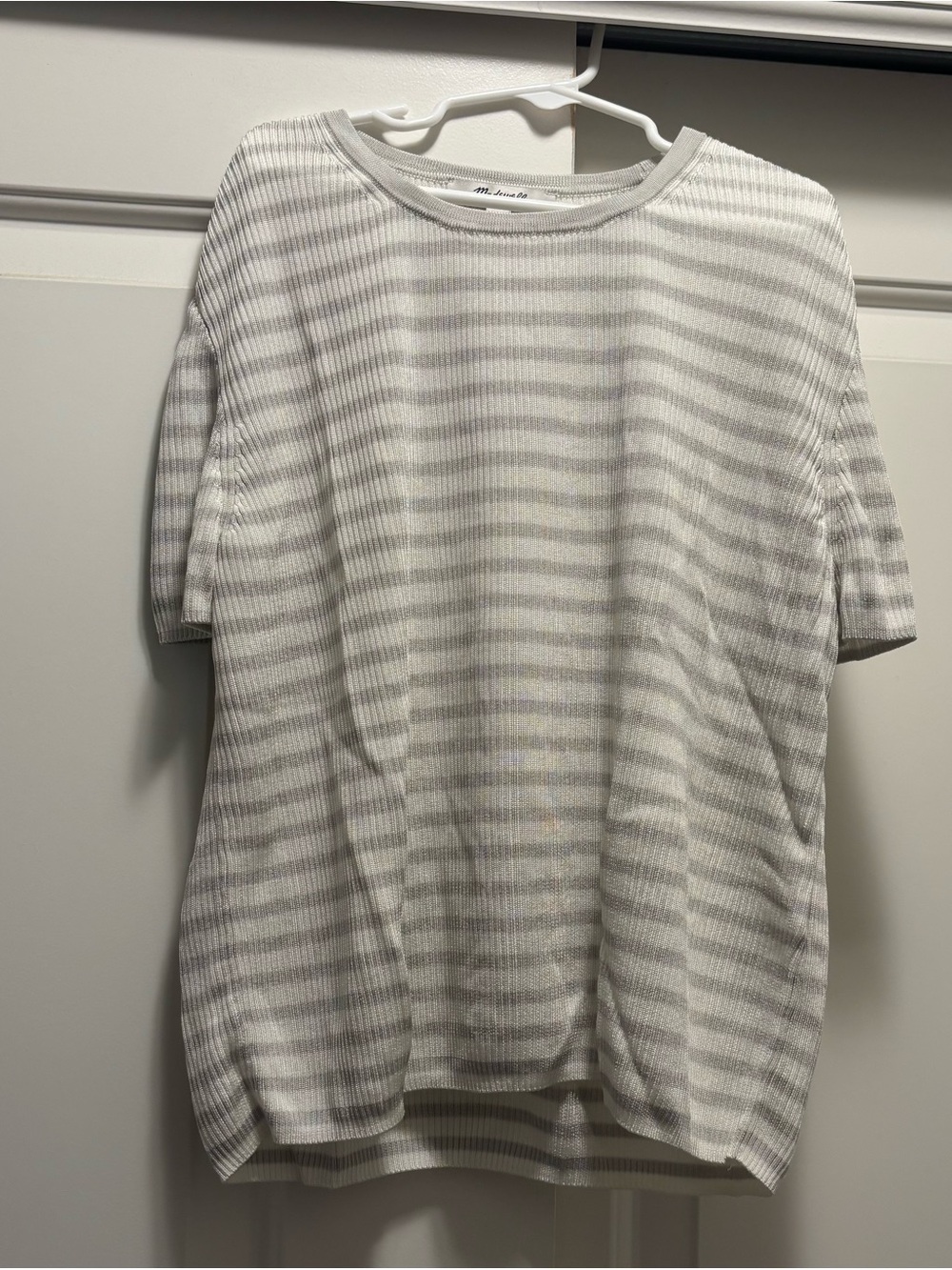 Madewell micro rib striped sweater tee, size M